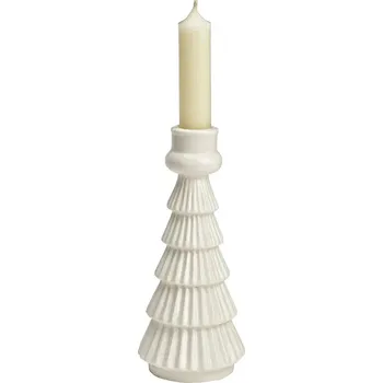 Vánoční dekorace Svícen na vánoční stromek bílý 18 cm, keramika
