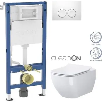 WC sada GEBERIT DuofixBasic s bílým tlačítkem DELTA21 + WC CERSANIT VIRGO CLEANON + SEDÁTKO 458.103.00.2 21BI ME1