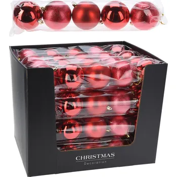Vánoce Vánoční koule 80 mm v červené barvě (mix) - sada 5 kusů