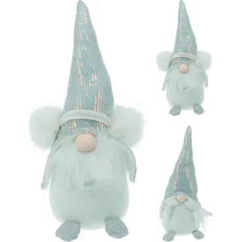 Vánoční dekorace Plyšový skřítek 39 cm, stříbrno-bílý (mix 2 vzorů /cena za 1 ks)