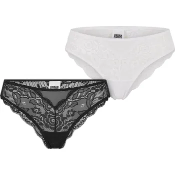 Dámské spodní prádlo Urban Classics Dámské krajkové brazilky – 2 kusy Barva: černá - bílá, Velikost: S
