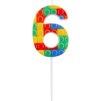 Svíčka Dortová svíčka - číslo "6" Bloky 10,5 cm