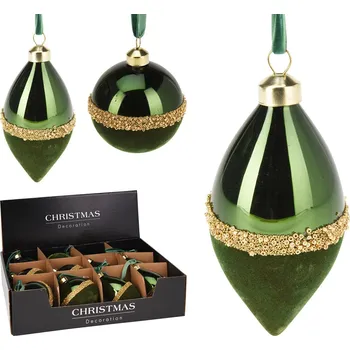 Vánoční ozdoba Vánoční skleněná ozdoba 80 mm, zelený samet (koule, kentaur) cena je za 1 ks
