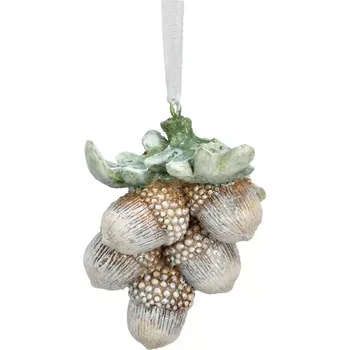 Vánoční dekorace Vánoční dekorace žaludy s listy 5x4x7 cm, se stuhou na zavěšení