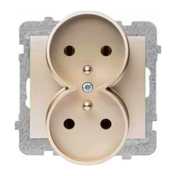 Elektrická zásuvka Polmark SIGMA dvojitá zásuvka saténová s uzemněním GP-2DZ/m