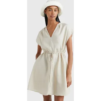 Dámské šaty Tommy Hilfiger dámské béžové lněné šaty 20018405-8720643684772