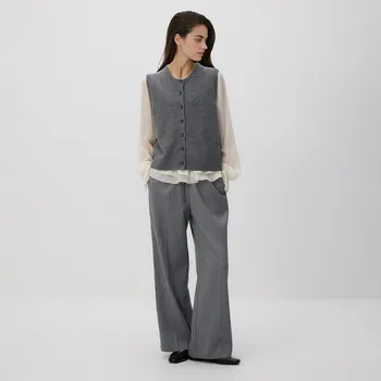 Reserved - Volné žebrované kalhoty - středně šedá - 324GF-85P - 324GF-85P-XL