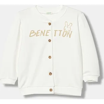 Kojenecká mikina United Colors of Benetton bílá barva, s potiskem, 3K1CA501S 3K1CA501S.W.Seasonal 00X, vel. 82