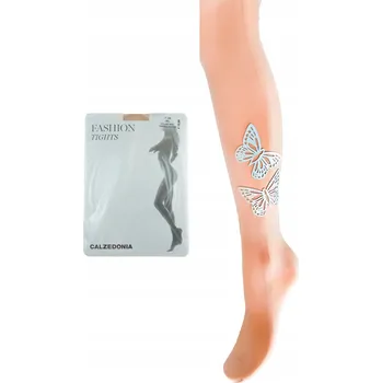 Dámské oblečení CALZEDONIA béžové punčocháče s motýlky 1/2 S/M