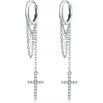 Náušnice Fraise Dlouhé náušnice s křížky a řetízky, stříbro S925