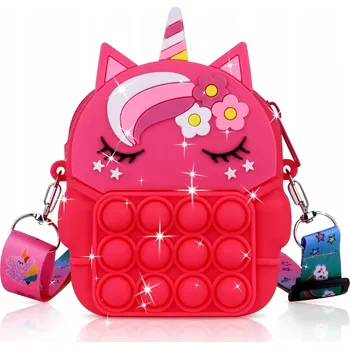 Kabelka KABELKA PŘES RAMENO JEDNOROŽEC FIDGET TOY SILIKONOVÁ PRO DÍVKY ČERVENÁ