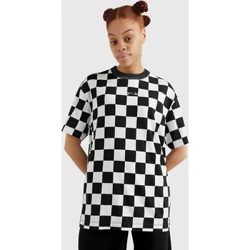 Tommy Jeans dámské černo-bílé triko CHECKER 20005773-8720641347846