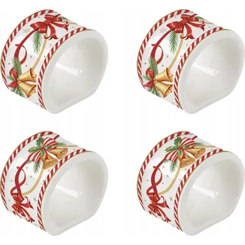 Kroužek na ubrousek Vánoční kroužky na ubrousky porcelánové 4 ks – 4,5 cm