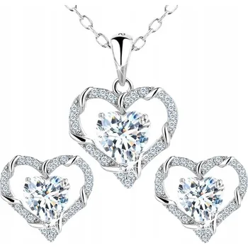 Souprava šperků STŘÍBRNÁ SADA ŠPERKŮ SRDCE STŘÍBRO PRO NI