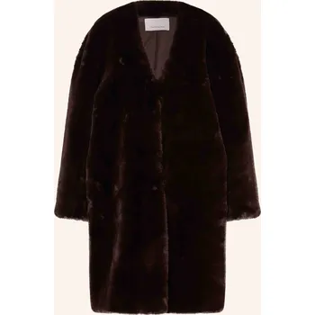 Dámský kabát The Frankie Shop Dámský Kabát Z Umělé Kožešiny Matera, tmavě...