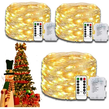 Vánoční dekorace VÁNOČNÍ OSVĚTLENÍ NA STROMEČEK DRÁTKY 50 LED VNITŘNÍ/VENKOVNÍ MIKRO SVĚTÝLKA TEPLÁ BÍLÁ 5M