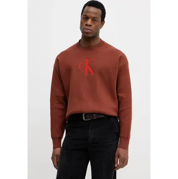 Pánský svetr Svetr s příměsí kašmíru Calvin Klein Jeans pánský, oranžová barva, LV04RD305G 28X, vel. M