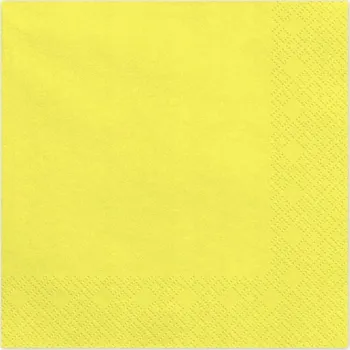 Papírový ubrousek Dekorace na narozeninový stůl - papírové ubrousky "Monokolor", žluté, 33 cm, 20 ks