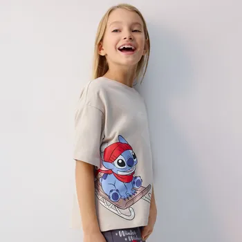 Dětská móda Reserved - Vánoční tričko Lilo & Stitch - béžová - 553GW-08X - 553GW-08X-128