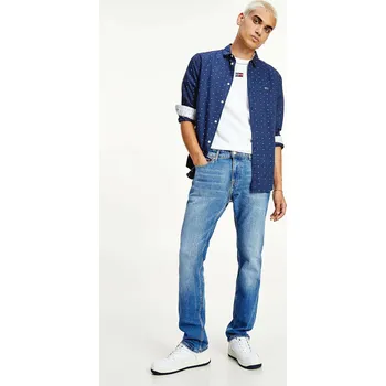 Pánská košile Tommy Jeans pánská tmavě modrá košile se vzorem 20005449-8720114982765