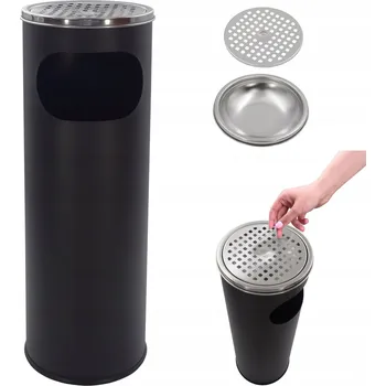 Odpadkový koš Popelník s košem na odpadky Brunbeste nerezová ocel 12 l černý