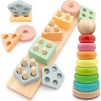 Dřevěná hračka HRAČKA PRO DĚTI STOHOVATELNÉ PUZZLE SORTER DÁREK