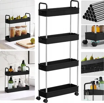 regál KOVOVÝ KUCHYŇSKÝ VOZÍK MOBILNÍ REGÁL 4 ÚROVNĚ