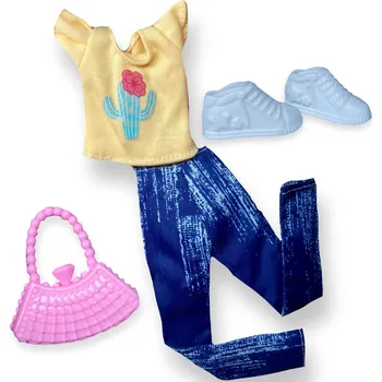Doplněk pro panenku OBLEČENÍ ŠATY + DOPLŇKY PRO PANENKY