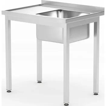Jídelní stůl Gastrofans Stůl se dřezem a policí – šrubovatelný, Profi Line, 800x600x(H)850mm