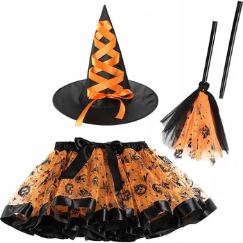 Karnevalový kostým KOSTÝM ČARODĚJNICE PRO DÍVKY NA KARNEVALOVÝ BÁL, 3 DÍLNÝ, ČERNÝ