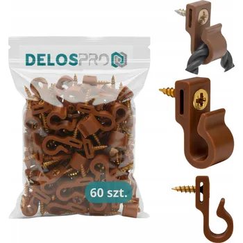 Vánoční dekorace Šroubovací háčky pro vánoční světýlka, girlandy a dekorace, hnědé, 60 kusů