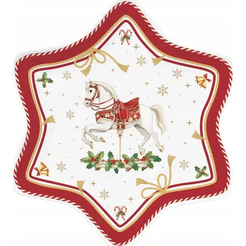 Vánoční mísa ve tvaru hvězdy podnos Koník na houpačce, servírovací talířek