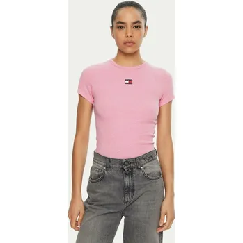 Dámské tričko Tommy Jeans dámské růžové tričko 20008072-8720638576495