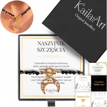 Náhrdelník NÁHRDELNÍK S TURMALÍNEM A MĚSÍČNÍM KAMENEM Z PŘÍRODNÍCH KAMENŮ PŘÍVĚSEK KailaArt