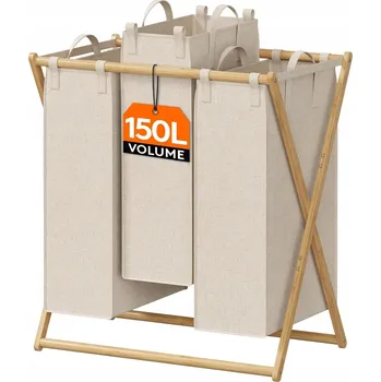 Koš na prádlo Koš na prádlo KOSZ NA PRANIE Z RAMĄ X POJEMNY 150 LITRÓW 150l béžový