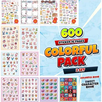 samolepka Samolepky klasické SADA SAMOLEPEK 16 ARCHŮ 600 KUSŮ BAREVNÝCH 600 ks