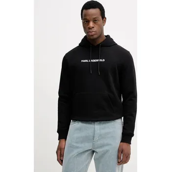 Pánská mikina Bavlněná mikina Karl Lagerfeld pánská, černá barva, s kapucí, s potiskem, 554917.705404 99X, vel. S