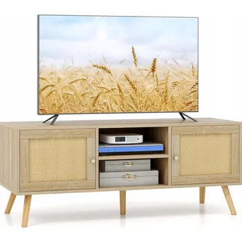 Televizní stolek SKŘÍŇKA POD TELEVIZI TV STOLEK 2 POLICE SE DVÍŘKY 2 OTEVŘENÉ POLICE AŽ DO 55"