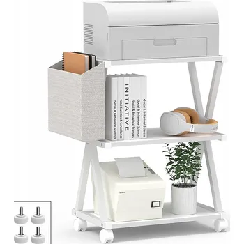regál Regál SZAFKA REGAŁ 3 POZIOMOWY STOJAK NA DRUKARKĘ 44 x 59 x 28 cm bílý