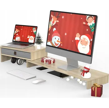 Konferenční stolek STOJAN POD MONITOR PODSTAVEC STOLEK 2ÚROVŇOVÝ SE ZÁSUVKOU NASTAVITELNÝ