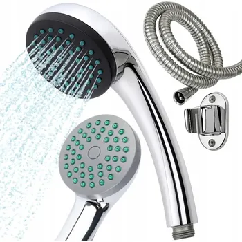 Sprchová hlavice SPRCHOVÁ HLAVICE KULATÁ, ZRCADLOVÁ, ÚSPORNÁ SADA S HADICÍ A DRŽÁKEM