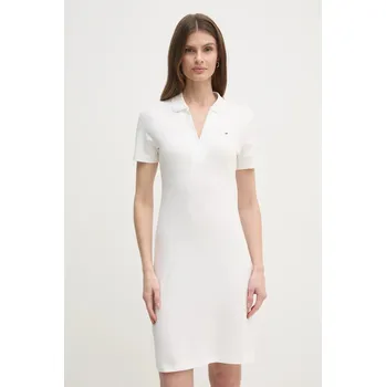 Dámské šaty Šaty Tommy Hilfiger bílá barva, mini, WW0WW42567 00X, vel. M