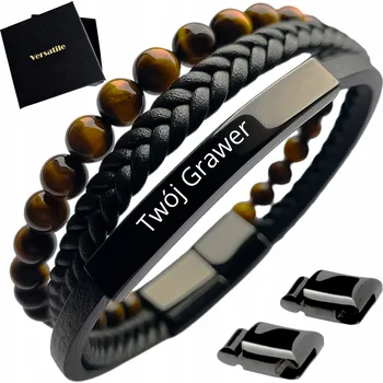 Náramek Pánský náramek nastavitelný 20-23 cm tygří oko kůže vysoká kvalita versatile