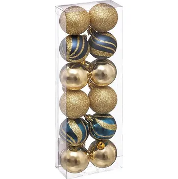 Vánoční dekorace Atmosphera Červené vícebarevné vánoční ozdoby s různými povrchovými úpravami, průměr 4 cm, 12 ks