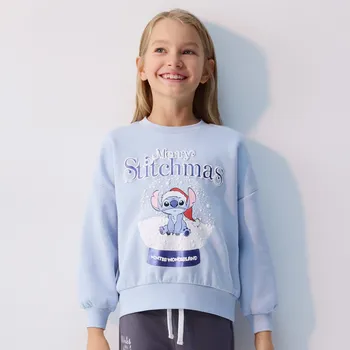 Dívčí mikina Reserved - Vánoční mikina Lilo a Stitch - světle modrá - 299FA-50X - 299FA-50X-116