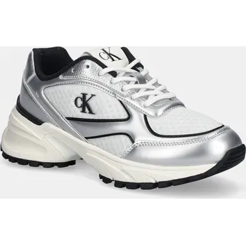 Dámské tenisky Tenisky Calvin Klein HIKE RUNNER LACE UP MESH MIX MET dámské, šedá barva, YW0YW02063 90X, EUR 41