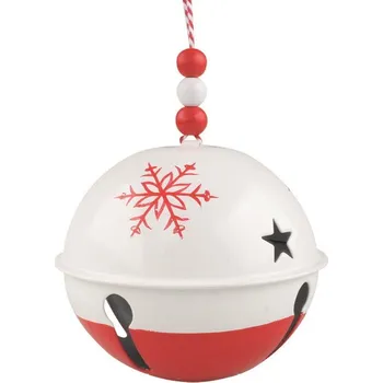 Vánoční dekorace ANDĚL Rolnička kovová na zavěšení o 10 cm červená