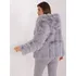 Dámský kabát Kožešinový kabát s kapucí AT-KR-2386.00P šedý