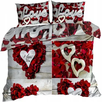 Povlečení 3D Bavlna Povlečení z bavlněného saténu 160x200 cm VALENTÝN MILUJI TĚ
