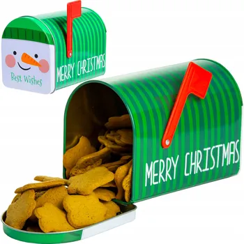 Poštovní schránka Dóza na sušenky Perníky Plechová krabička Poštovní schránka Sněhulák